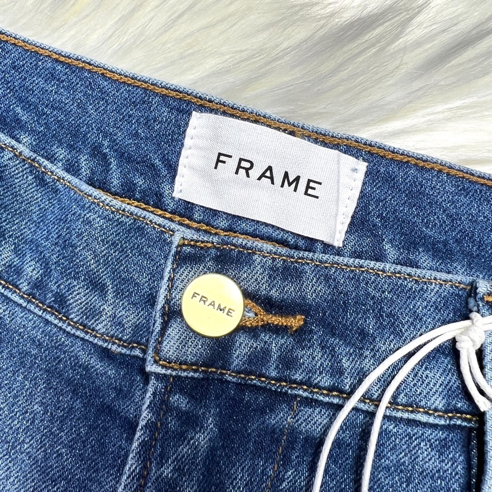 🚫SOLD! NWT🤩 |•FRAME DENIM•| Le High Straight High-Rise Raw Edge Slit Jeans - Picture 11 of 16
